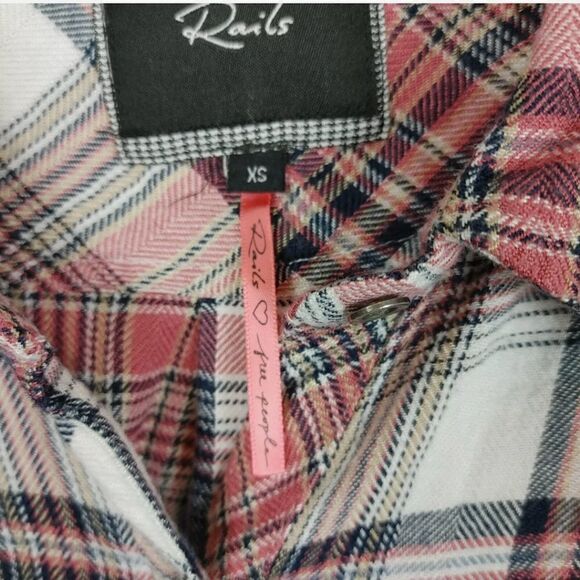 Rails x Free People Draped in Plaid Button-up Shirt Collared Breast Pockets XS. - Picture 6 of 7